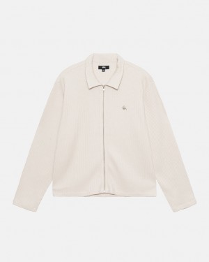 Stussy Big Thermal Zip Shirt - Unisex Tops Shirts Bézs | DHUKV92921