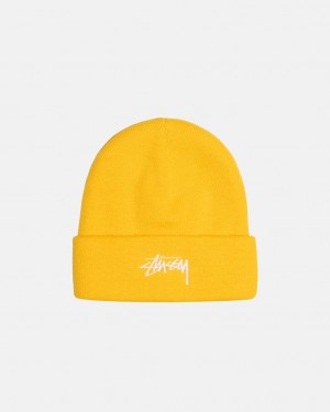 Stussy Cuff Beanie Stock - Unisex Mustár | HUICD98382