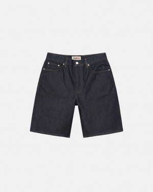 Stussy Raw Denim Big Ol Shorts - Mens Shorts Fekete | EHUHC62261