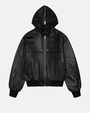 Stussy Ss Link Bőr Bomber - Unisex Jackets Fekete | XHUGW39375