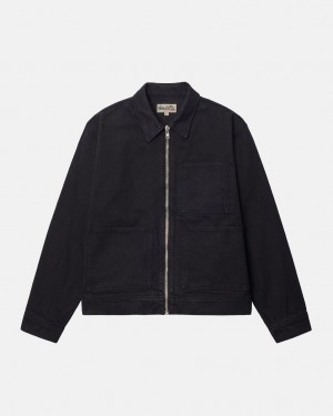 Stussy Zip Munka Jacket Overdyed - Unisex Jackets Outerwear Fekete | HUDFL21672