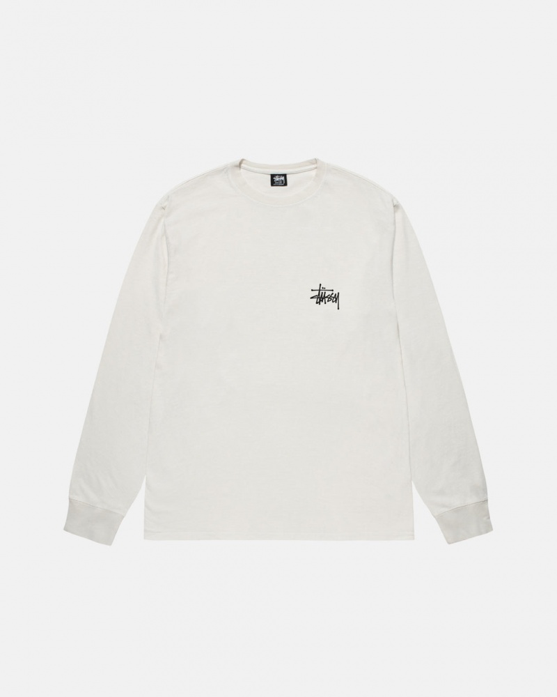 Stussy Basic Stussy LS Tee Pigment Dyed - Unisex Longsleeve Bézs | BHUSD83779