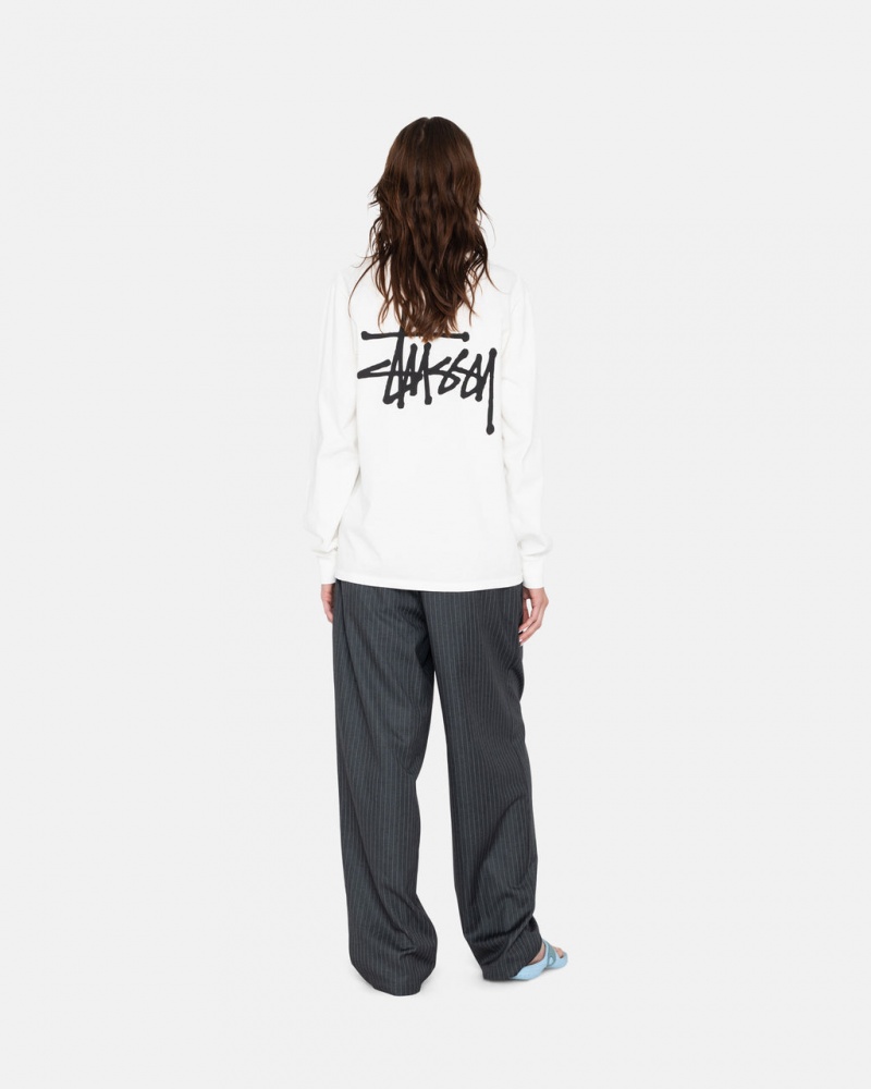 Stussy Basic Stussy LS Tee - Mens Tees Fehér | HUXMI10441