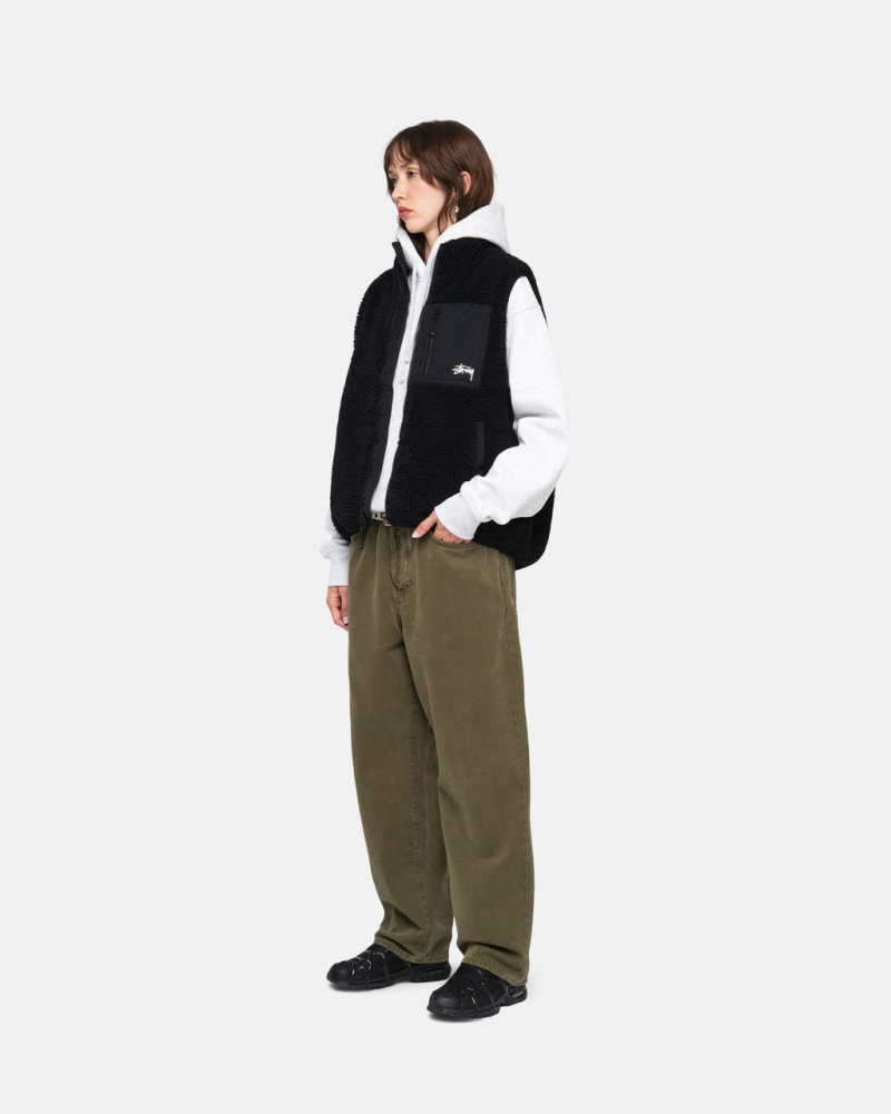 Stussy Big Ol Jean Washed Vászon - Unisex Pants Olivazöld | GHUUC12335