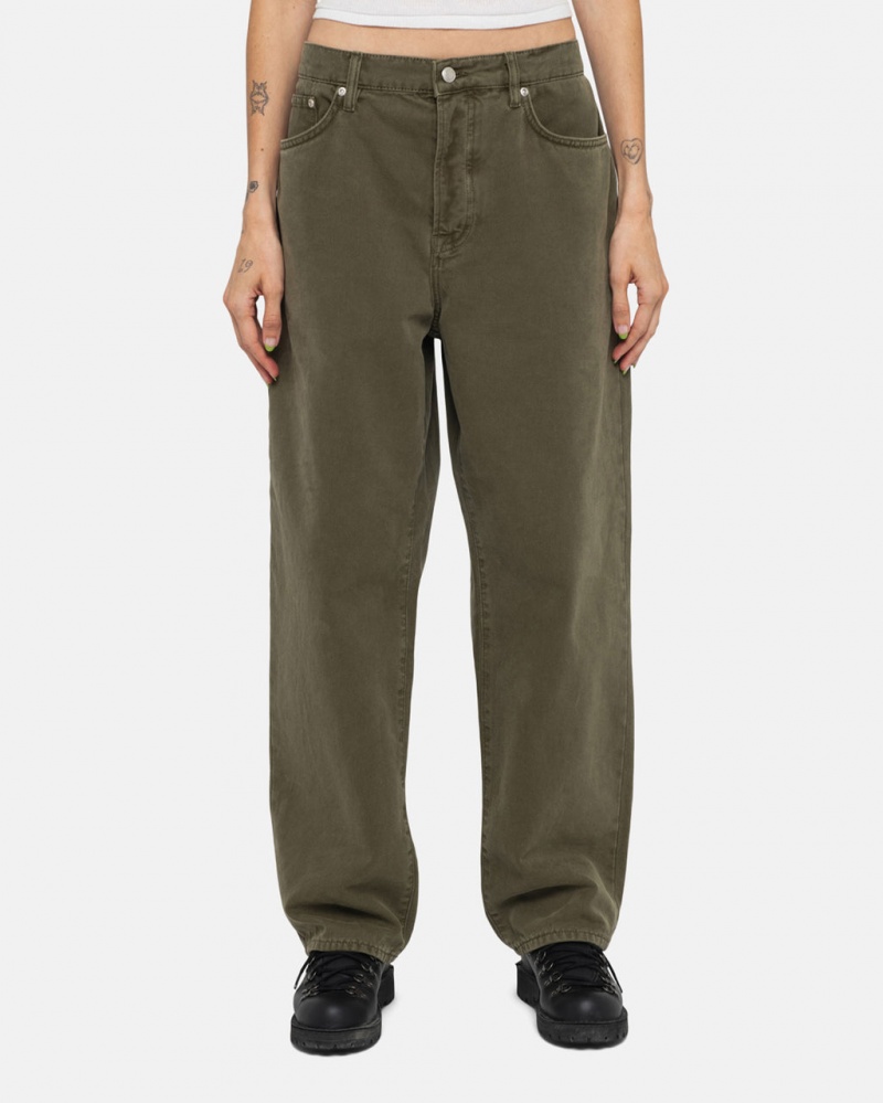 Stussy Big Ol Jean Washed Vászon - Unisex Pants Olivazöld | GHUUC12335