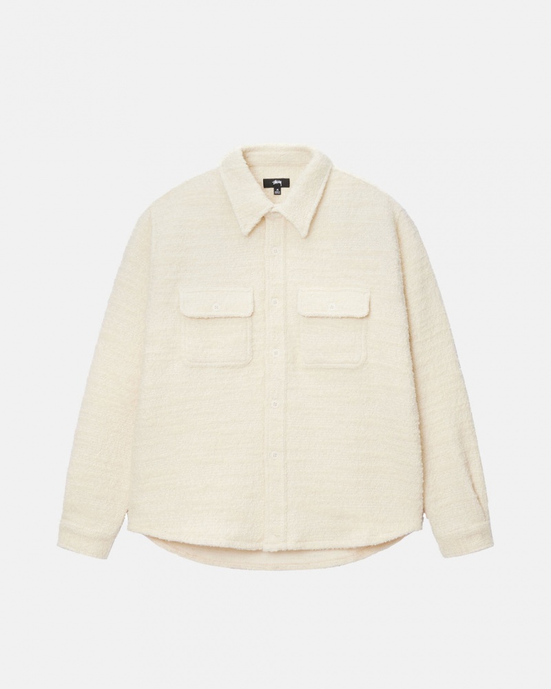 Stussy Boucle Gyapjú Cpo Shirt - Unisex Tops Bézs | FHUUI72581
