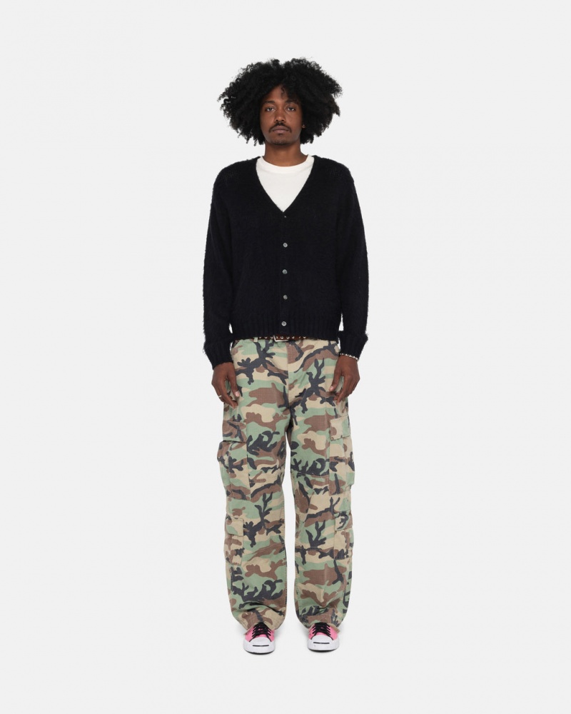 Stussy Brushed Cardigan - Unisex Sweaters Fekete | BHUSD69318