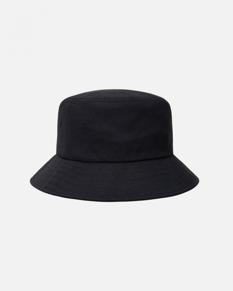 Stussy Bucket Hat Big Stock - Unisex Fekete | EHUHC78054