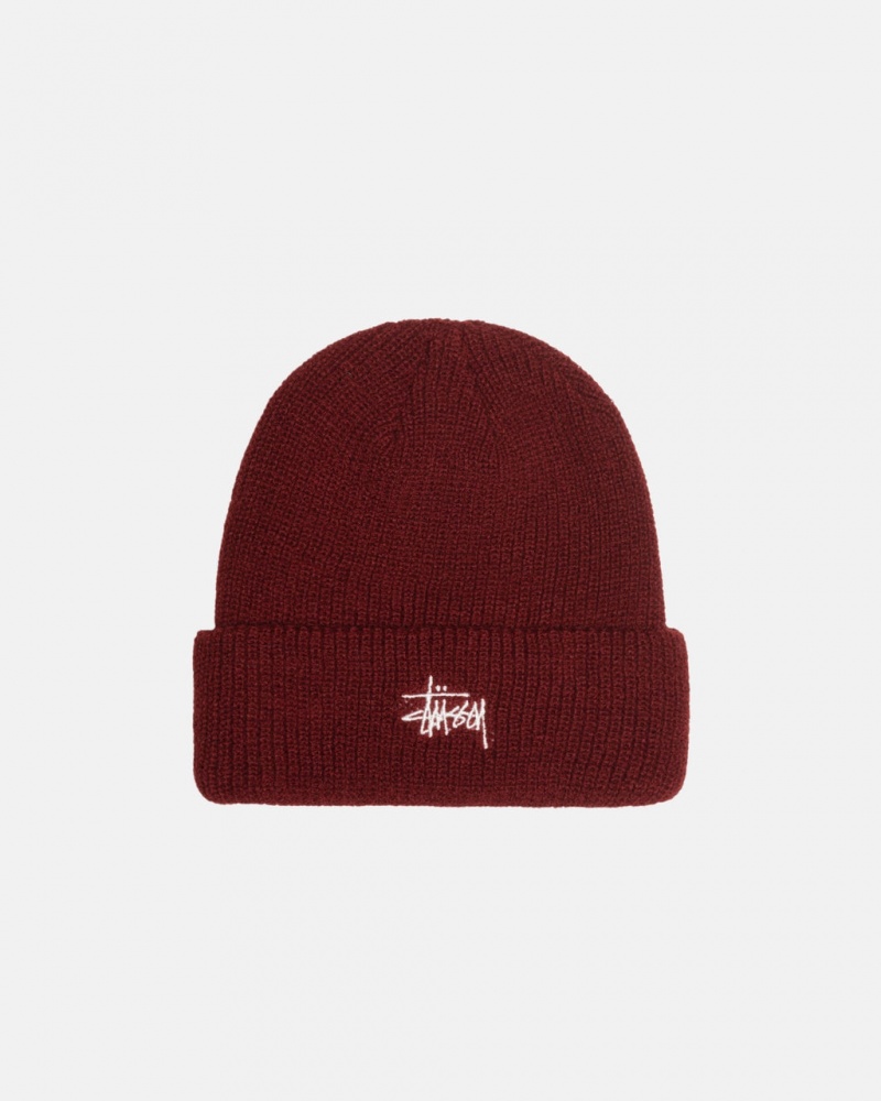 Stussy Cuff Beanie Basic - Unisex Sötétpiros | LHUTR20938