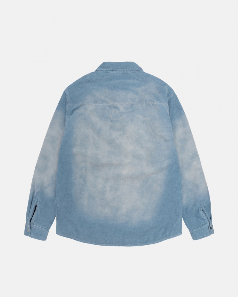 Stussy Faded Cord Overshirt - Unisex Tops Kék | FHUHY51169