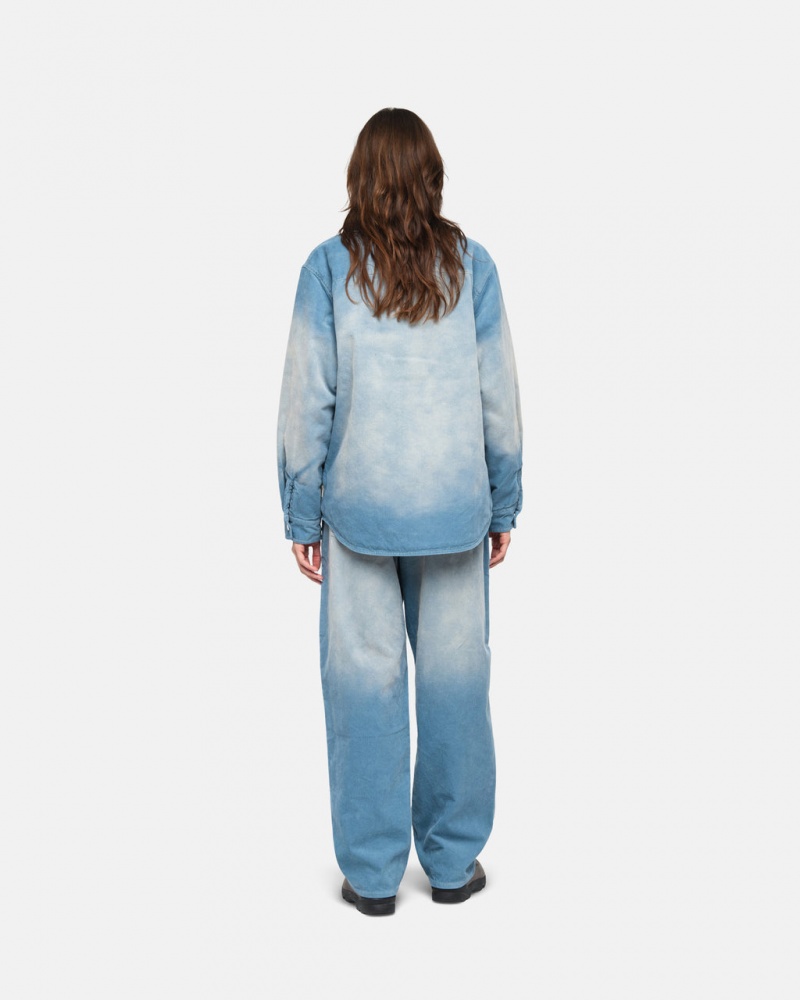 Stussy Faded Cord Overshirt - Unisex Tops Kék | FHUHY51169
