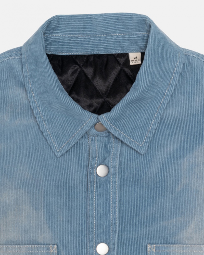 Stussy Faded Cord Overshirt - Unisex Tops Kék | FHUHY51169