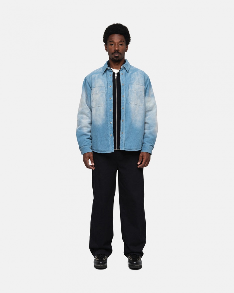 Stussy Faded Cord Overshirt - Unisex Tops Kék | FHUHY51169