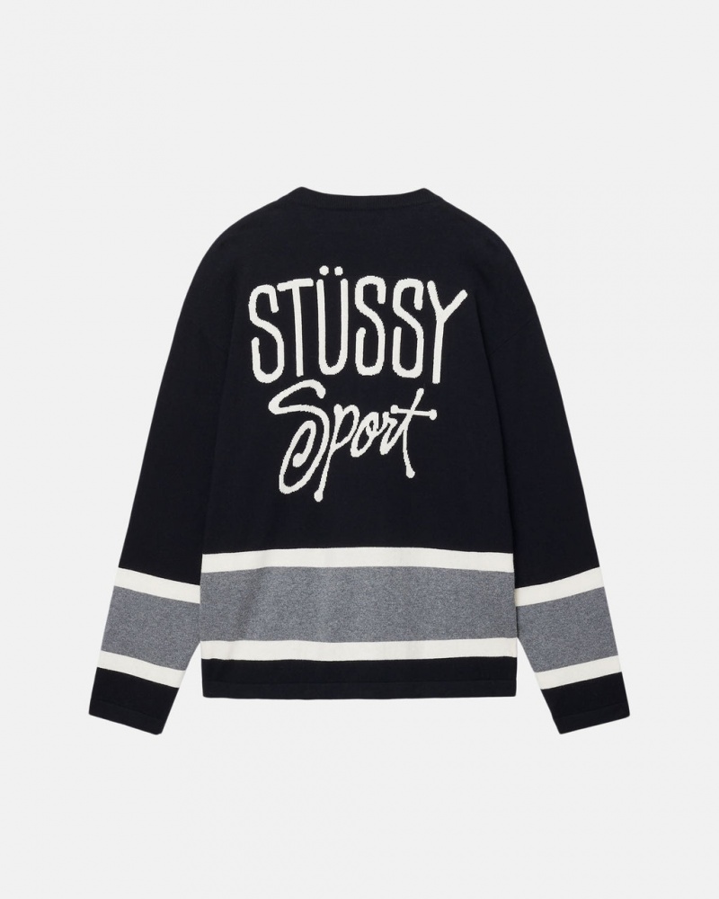 Stussy Hockey Pulóver - Unisex Sweaters Fekete | DHUKV40031