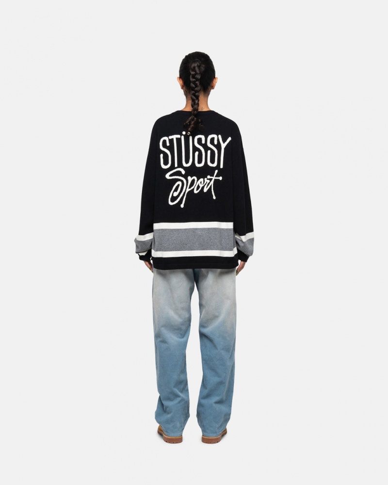 Stussy Hockey Pulóver - Unisex Sweaters Fekete | DHUKV40031