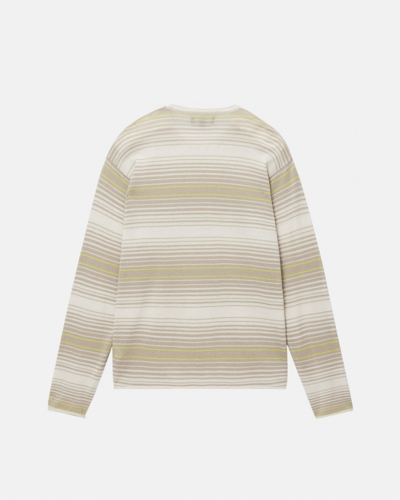 Stussy Horizontal Stripe Pulóver - Unisex Sweaters Bézs | HUEGJ88380