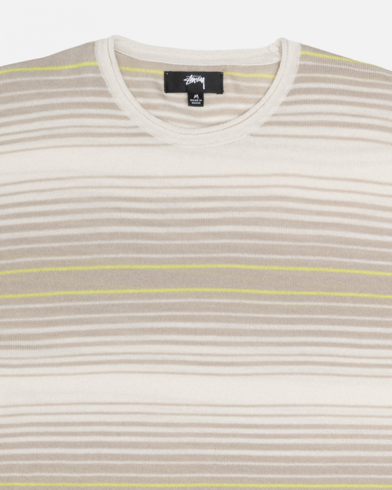 Stussy Horizontal Stripe Pulóver - Unisex Sweaters Bézs | HUEGJ88380