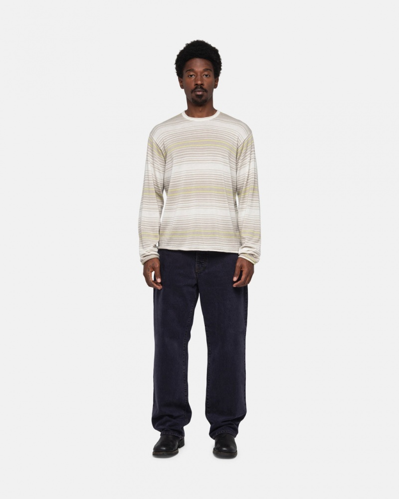 Stussy Horizontal Stripe Pulóver - Unisex Sweaters Bézs | HUEGJ88380