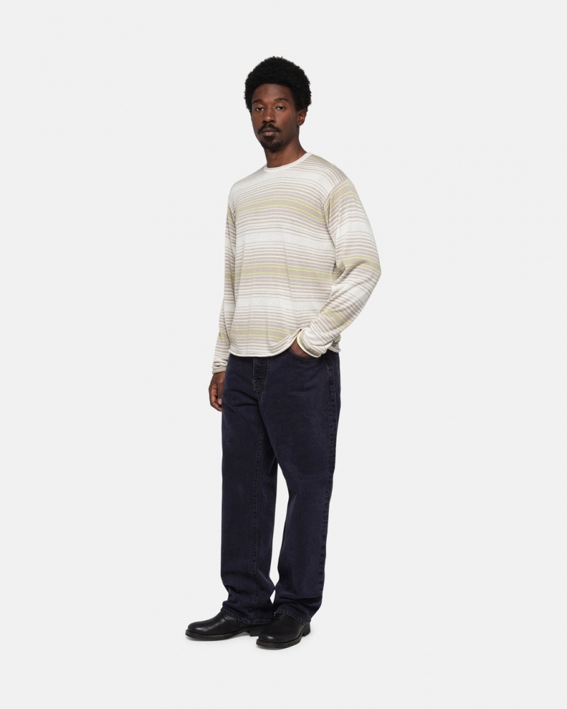 Stussy Horizontal Stripe Pulóver - Unisex Sweaters Bézs | HUEGJ88380