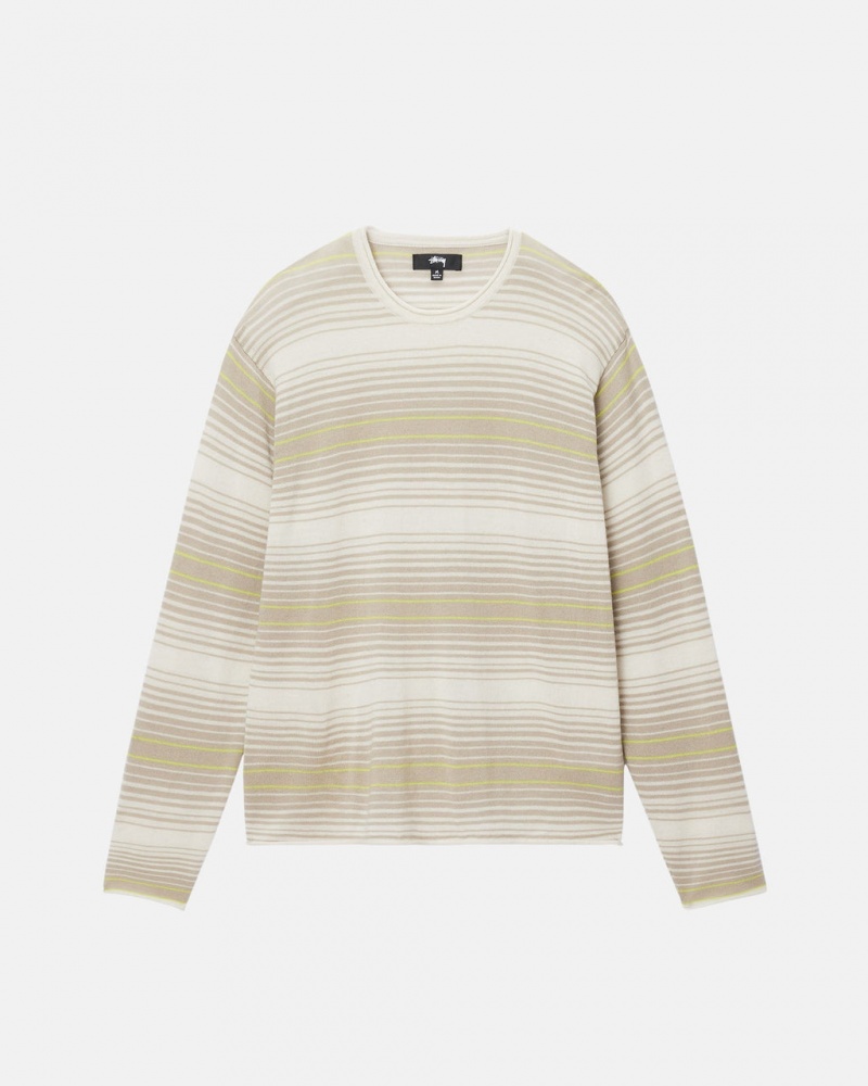 Stussy Horizontal Stripe Pulóver - Unisex Sweaters Bézs | HUEGJ88380