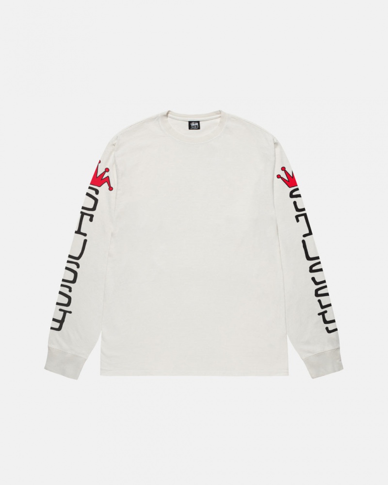 Stussy Jumbo LS Tee Pigment Dyed - Unisex Longsleeve Bézs | FHUHY22697