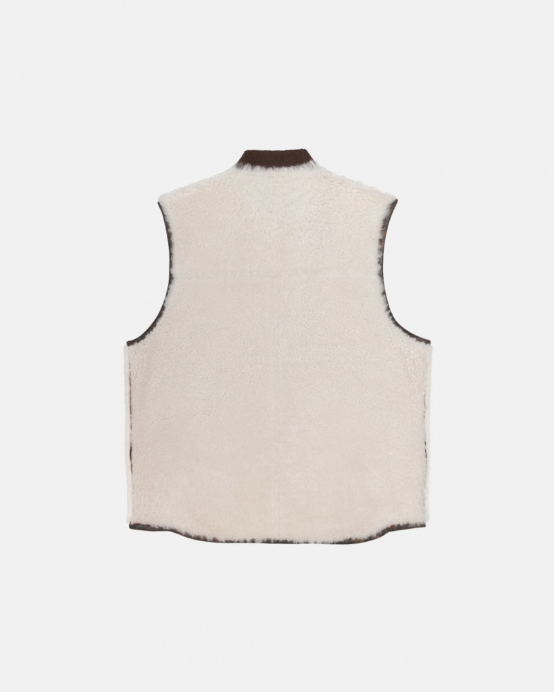 Stussy Reversible Shearling Workgear Vest - Unisex Jackets Barna | AHUDF79126