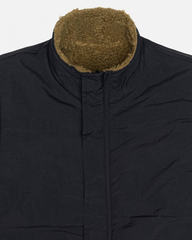 Stussy Sherpa Reversible Vest - Unisex Jackets Olivazöld | QHUWA29321