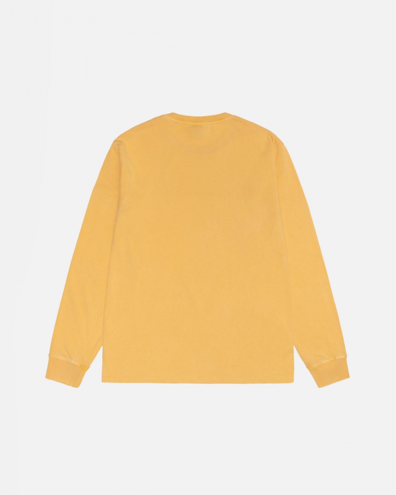 Stussy Small Stock LS Tee Pigment Dyed - Unisex Longsleeve Narancssárga | HUDFL14254