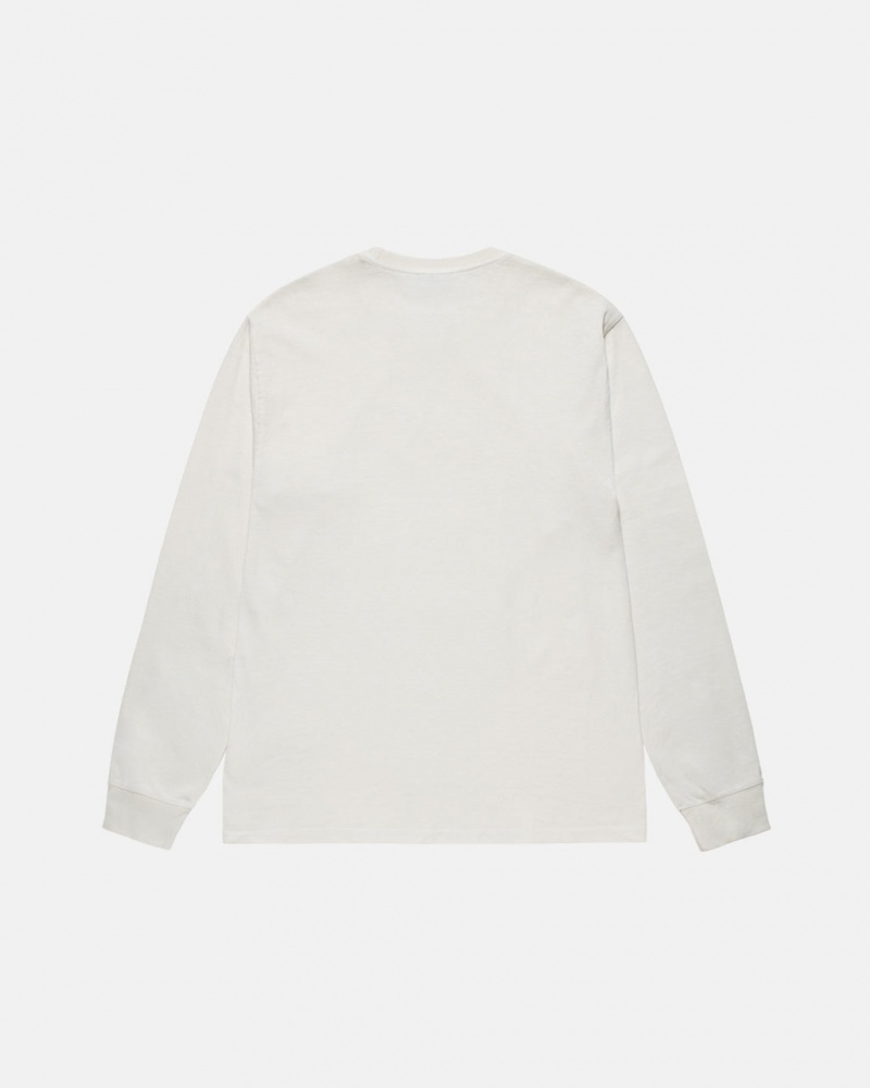 Stussy Small Stock LS Tee Pigment Dyed - Unisex Longsleeve Bézs | YHUVQ76830