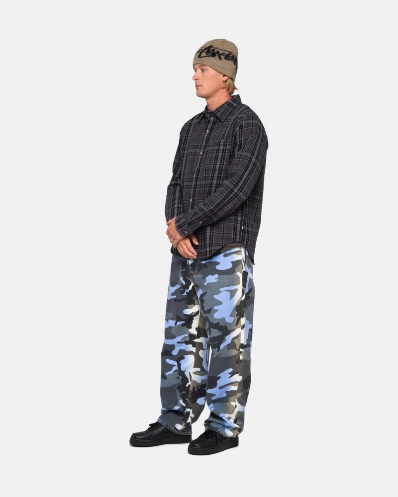 Stussy Stones Plaid Shirt - Unisex Tops Fekete | UHUND58088