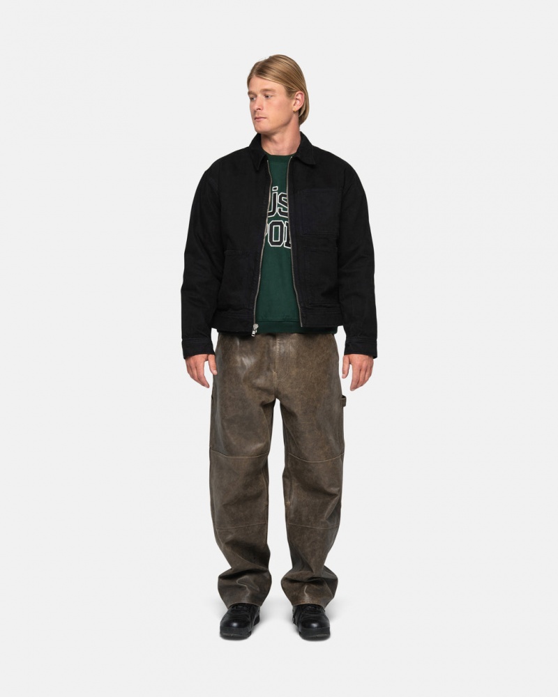 Stussy Zip Munka Jacket Overdyed - Unisex Jackets Outerwear Fekete | HUDFL21672