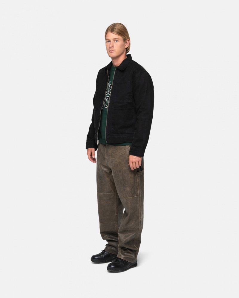 Stussy Zip Munka Jacket Overdyed - Unisex Jackets Outerwear Fekete | HUDFL21672
